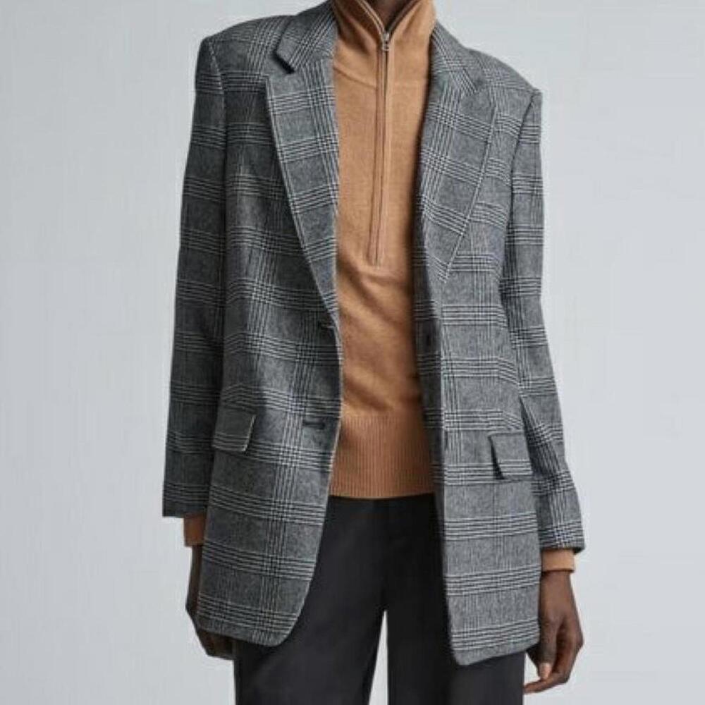 Everlane the Oversized Wool Blazer Glen Plaid Size 4 office professional formal